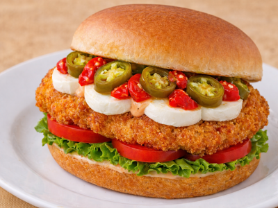 Breaded Jalapeno Chicken with Peppadews Sandwich