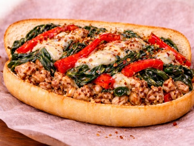 Roasted Red Pepper Spinach & Mozzarella Chicken Steak